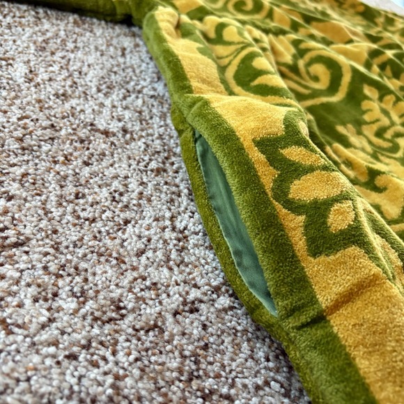 Vintage Robes of California Large Terry Cloth Caftan Green & Gold Fieldcrest EUC - Picture 4 of 14